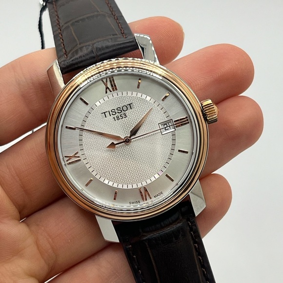 Tissot T-Classic Carson Rose Gold Brown Leather Band Watch - Picture 4 of 8